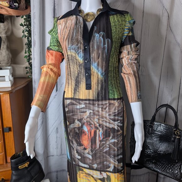 Arthur Apparel (Free People) Box Pleat Fish Party Shirt Dress NWT Size 6 - Picture 3 of 11